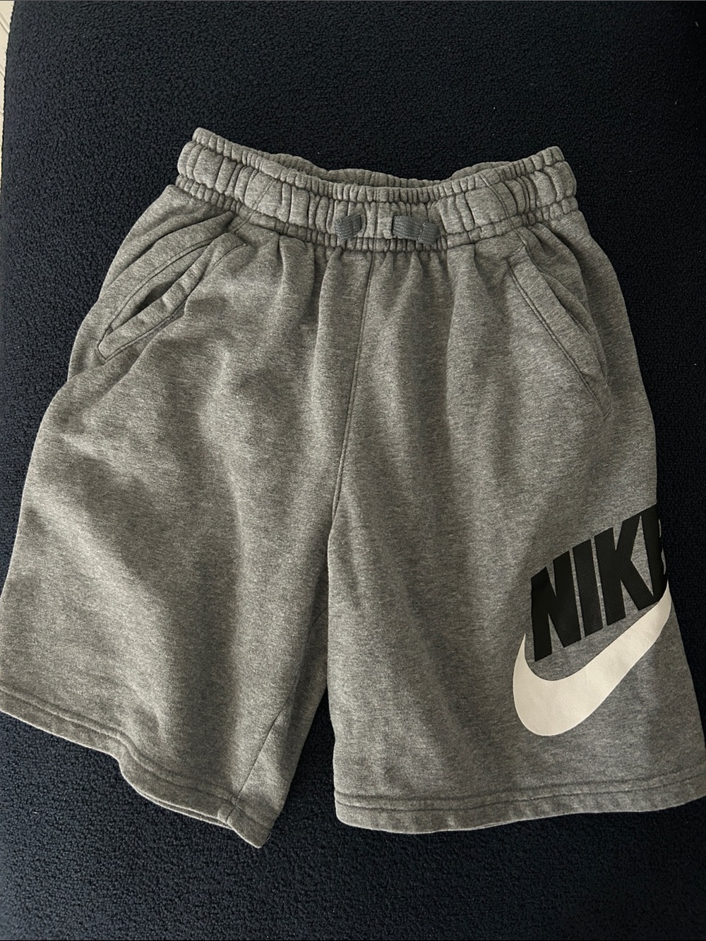 Nike Gray & White Swoosh Kids Athletic Shorts